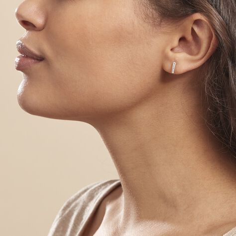Boucles D'oreilles Puces Youssa Barrettes Or Jaune Strass - Clous d'oreilles Femme | Histoire d’Or