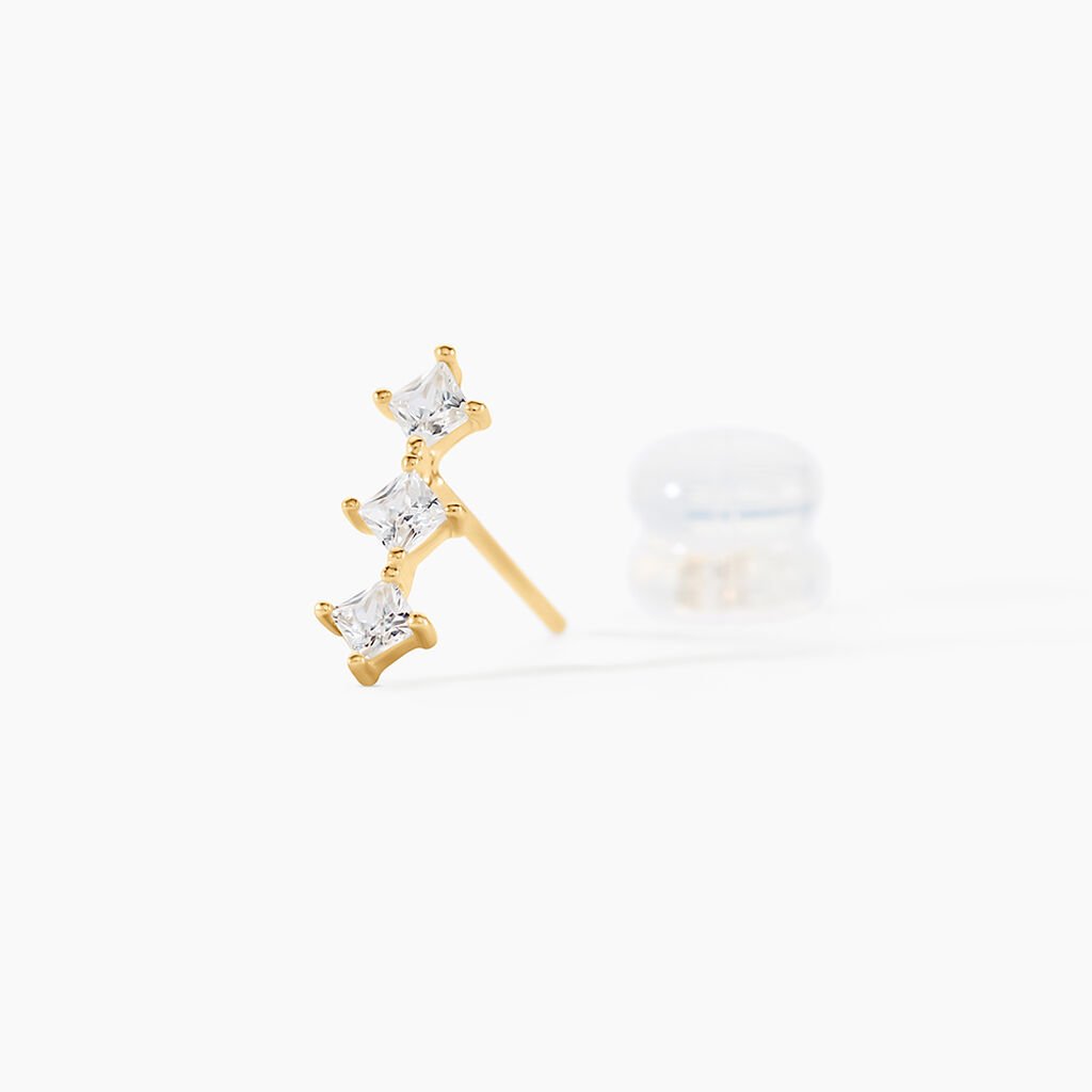 Boucles D'oreilles Puces Lorens Or Jaune Oxyde De Zirconium - Clous d'oreilles Femme | Histoire d&rsquo;Or