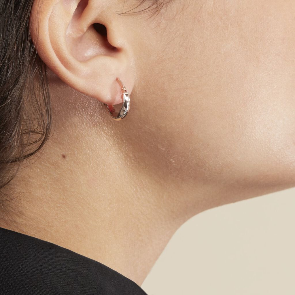 Creoles Argent Rose Diane - Boucles d'oreilles créoles Femme | Histoire d’Or