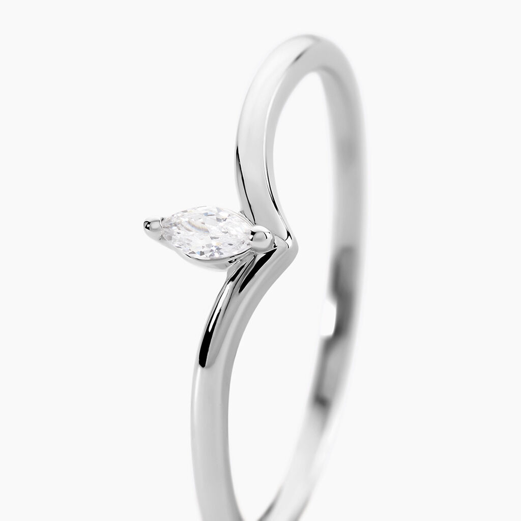 Bague Aile De Mouette Argent Blanc Oxyde De Zirconium - Bagues solitaires Femme | Histoire d&rsquo;Or