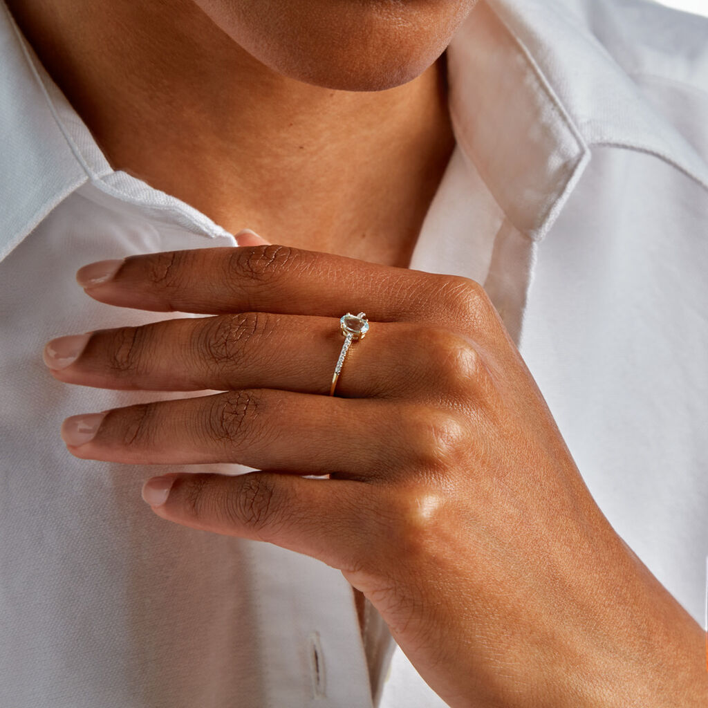 Bague Sorley Or Jaune Topaze Oxyde De Zirconium - Bagues solitaires Femme | Histoire d&rsquo;Or