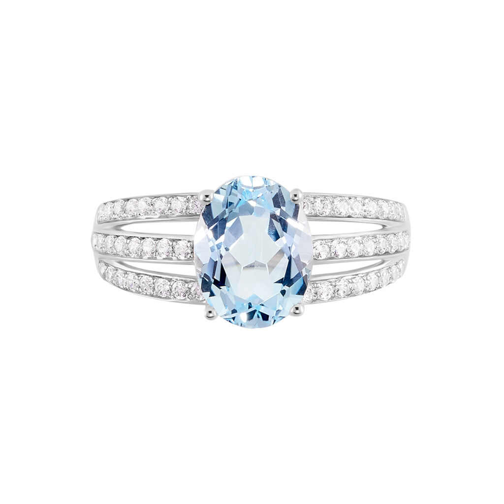 Bague Solitaire Carmelice Or Blanc Topaze Et Oxyde De Zirconium - Bagues solitaires Femme | Histoire d’Or