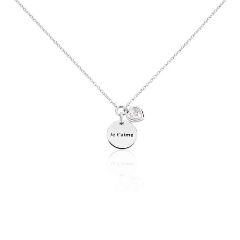 Collier Nikoline Argent Blanc Oxyde De Zirconium - Colliers Coeur Femme | Histoire d’Or