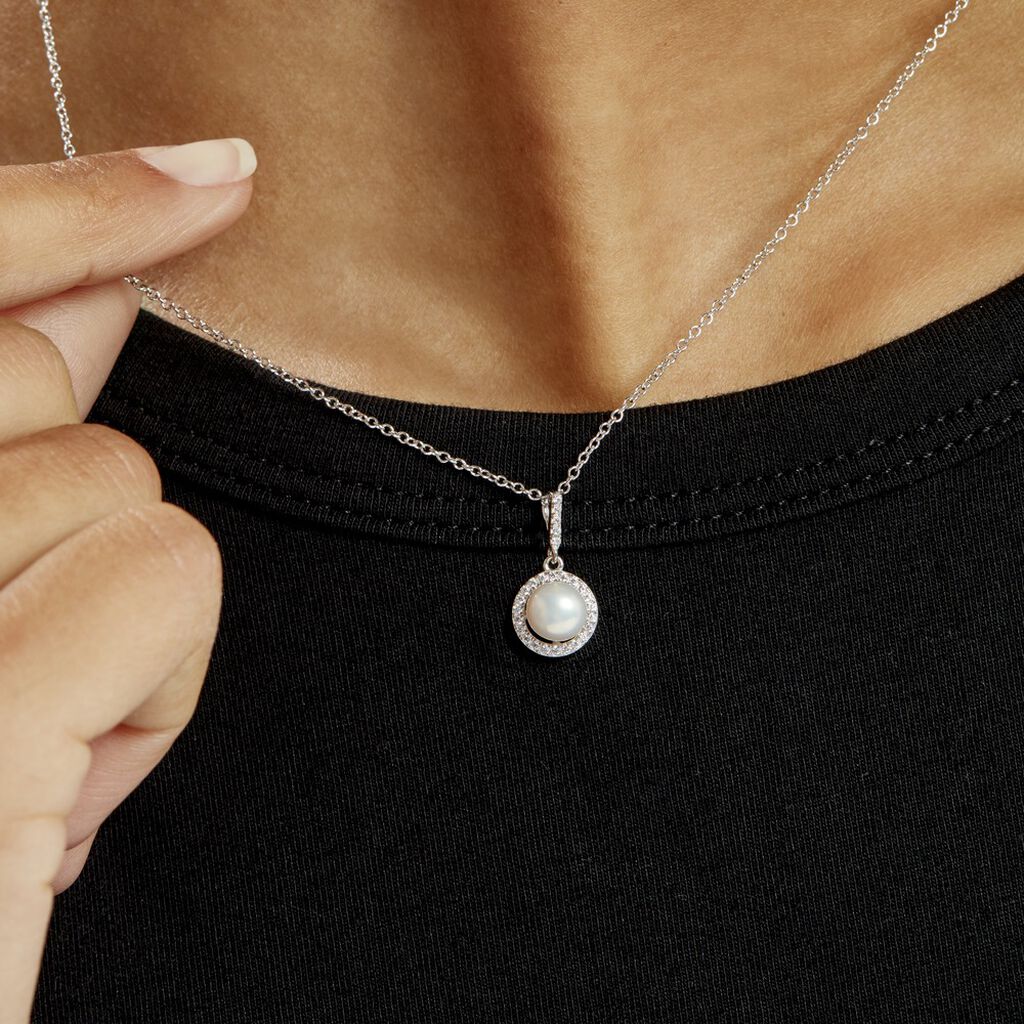Collier Mathie Argent Blanc Perle De Culture Et Oxyde De Zirconium - Colliers fantaisie Femme | Histoire d’Or