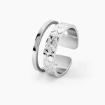 Bague Ajustable Abram Acier Blanc - Bagues 2 anneaux Femme | Histoire d&rsquo;Or