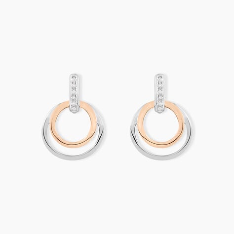 Boucles D'oreilles Pendantes Eloisia Or Bicolore Diamant - Boucles d'oreilles pendantes Femme | Histoire d&rsquo;Or