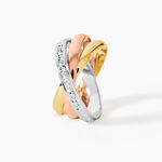 Alliance Entrelacee Diamantee Demi Jonc Classique Or Tricolore - Alliances Unisex | Histoire d&rsquo;Or