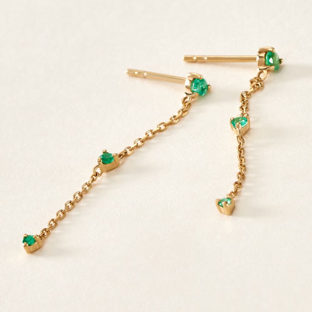 Boucles D'oreilles Pendantes Emeald Is The New Black Or Jaune Emeraude - Boucles d'oreilles pendantes Femme | Histoire d’Or