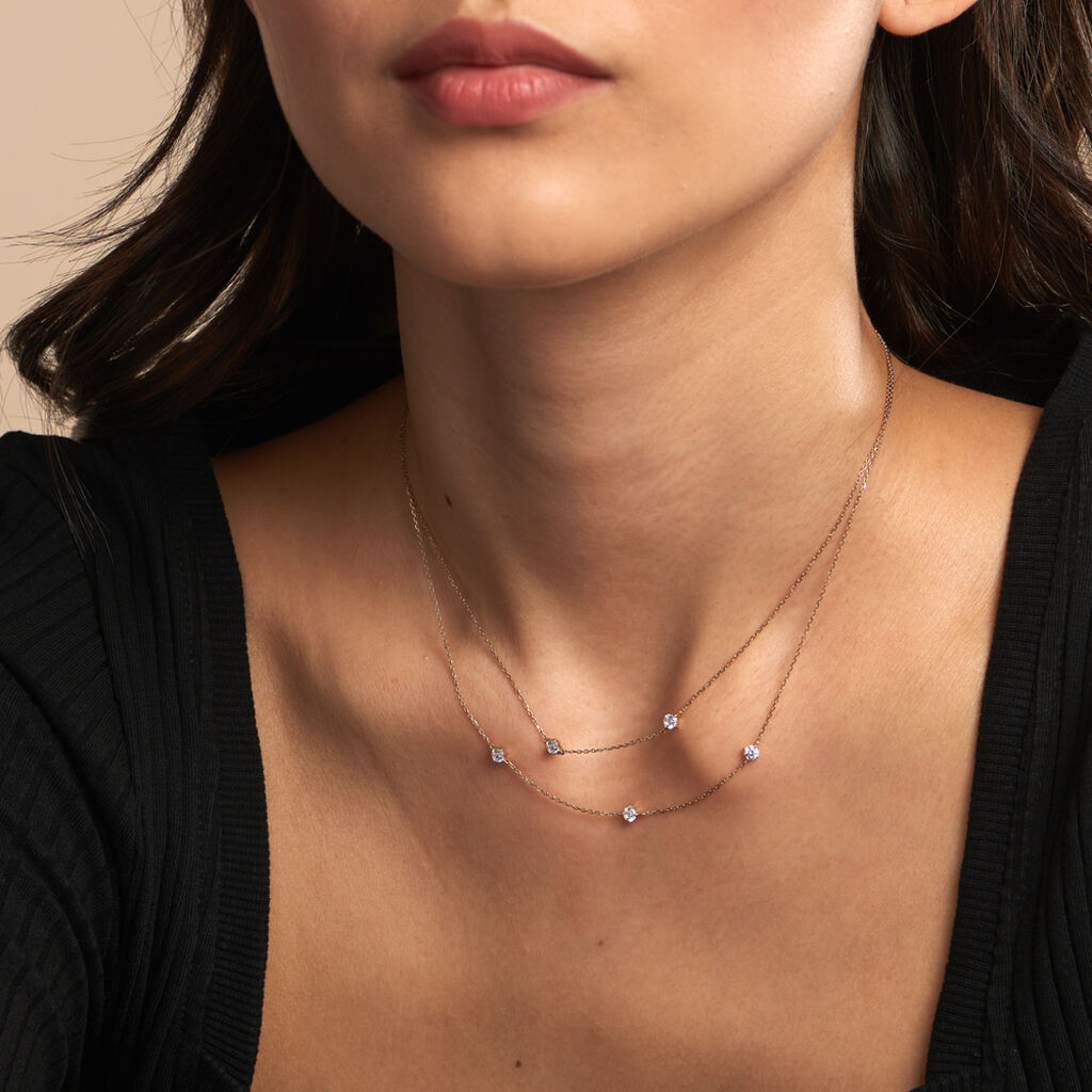 Collier Or Jaune Eclat D'etoile Oxyde De Zirconium - Colliers doubles et triples chaînes Femme | Histoire d’Or