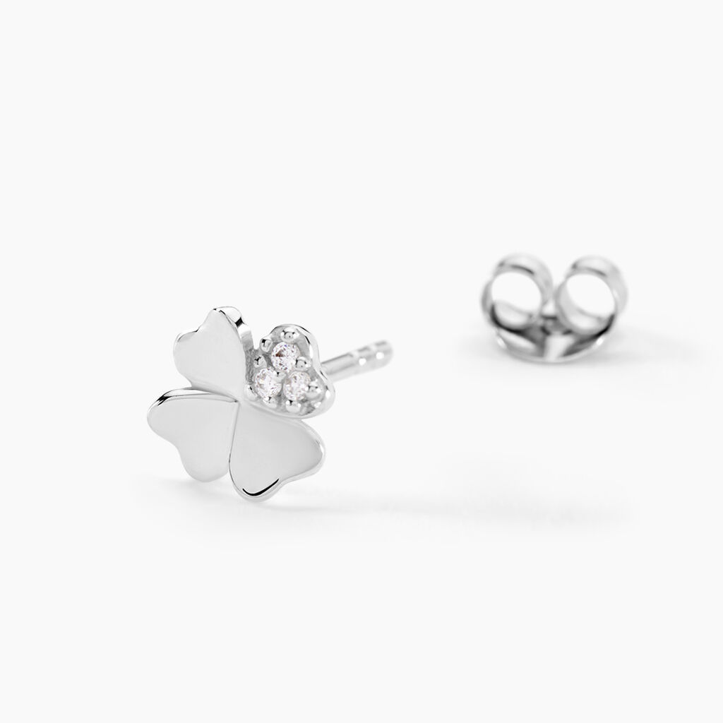 Boucles D'oreilles Puces Luce Argent Blanc Oxyde De Zirconium - Boucles d'oreilles fantaisie Femme | Histoire d&rsquo;Or