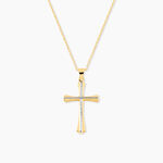 Pendentif Benny Croix Ciselee Or Bicolore - Pendentifs Communion Unisex | Histoire d&rsquo;Or