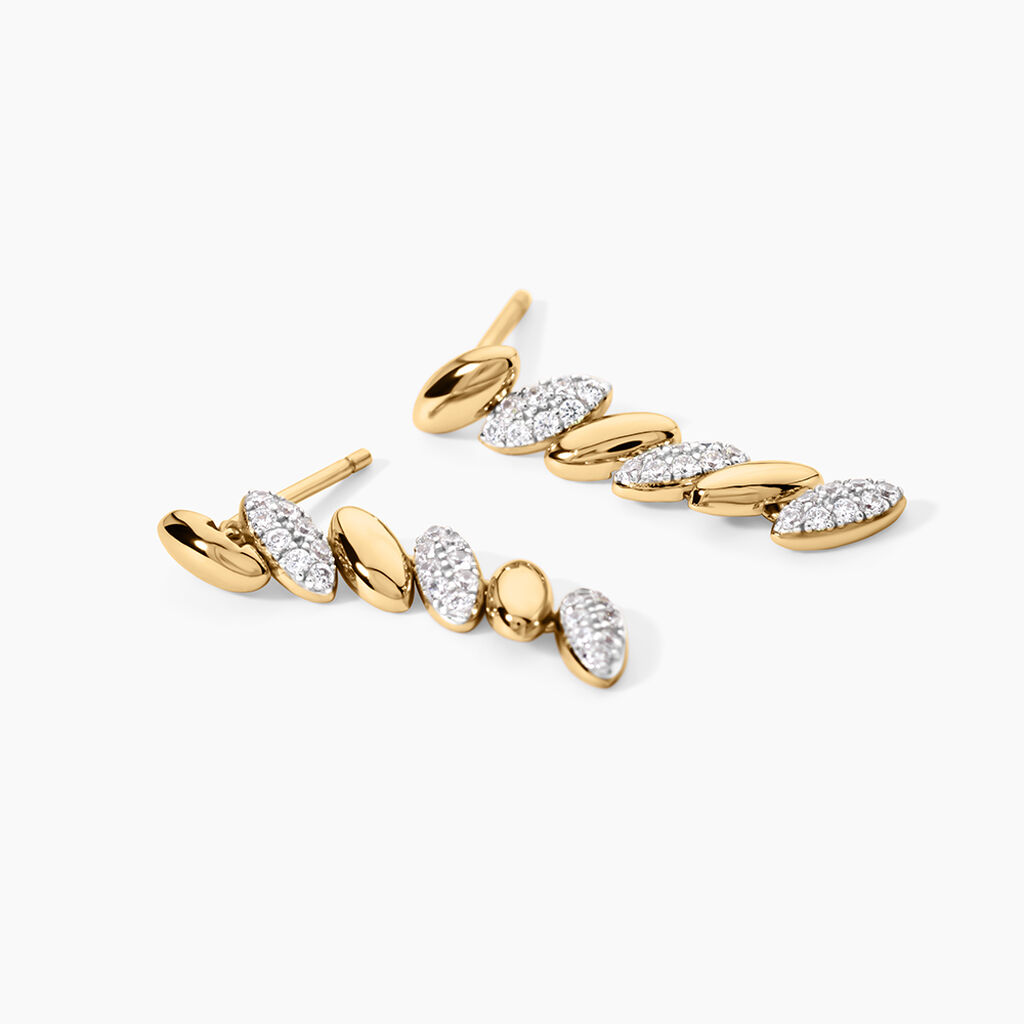 Boucles D'Oreilles Pendantes Sunset Riviera Argent Dor&eacute; A L'Or 750/1000 Oxyde De Zirconium - Boucles d'oreilles pendantes Femme | Histoire d&rsquo;Or