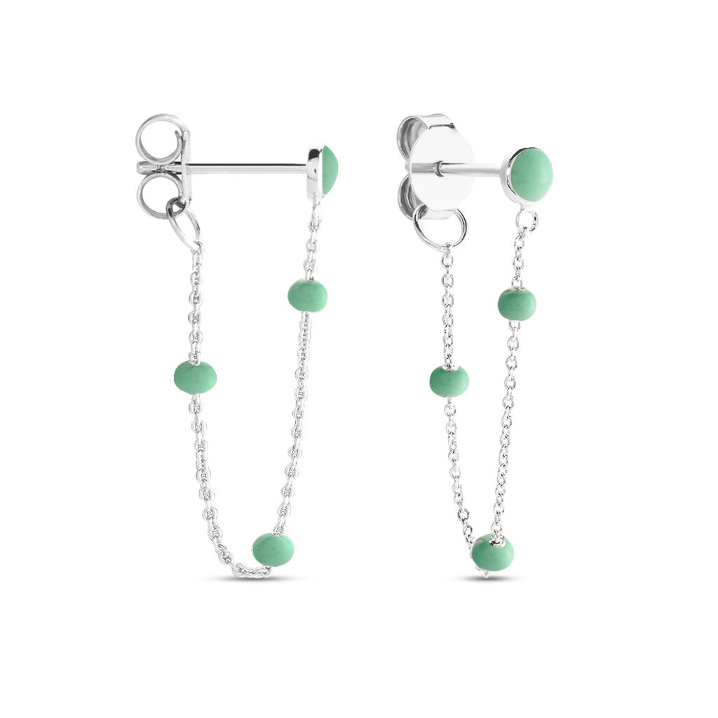 Boucles D'oreilles Pendantes Polka Argent Blanc - Boucles d'oreilles fantaisie Femme | Histoire d’Or