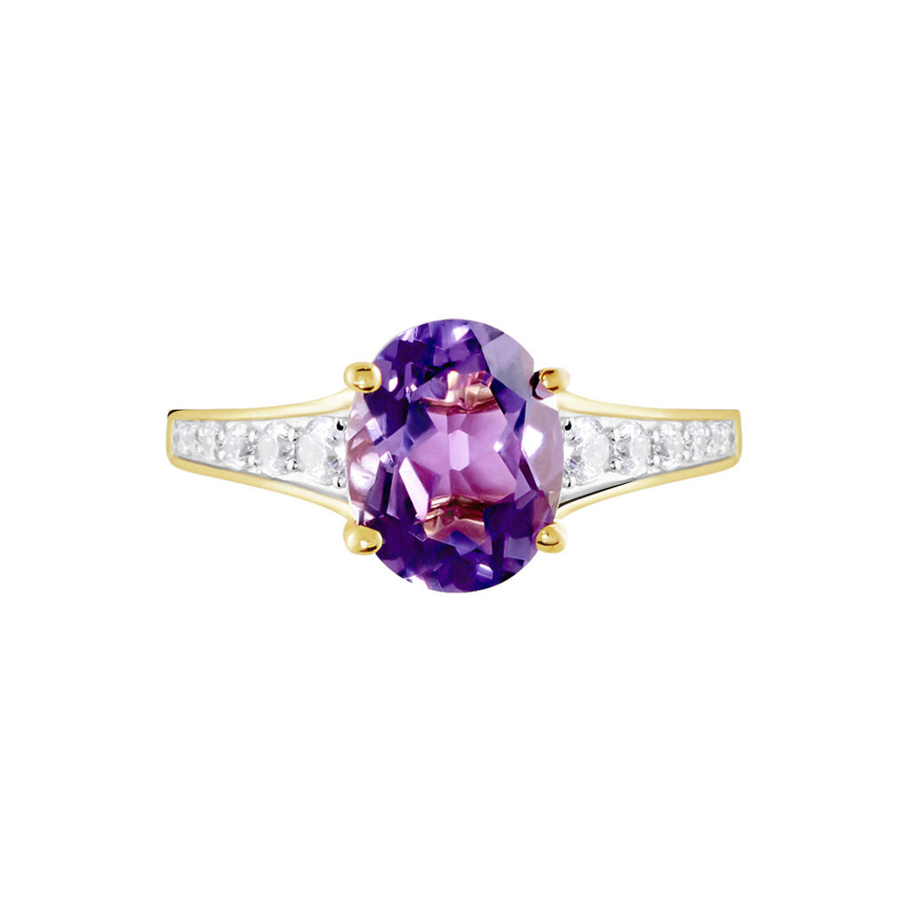 Bague Or Jaune Marie-camille Améthyste Oxydes De Zirconium - Bagues solitaires Femme | Histoire d’Or