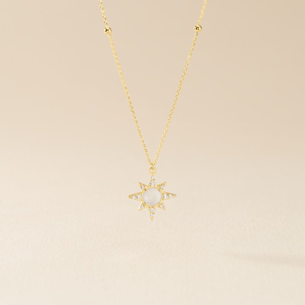 Collier Terry Or Jaune Calcedoine Et Oxyde De Zirconium - Colliers Femme | Histoire d’Or