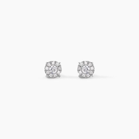 Boucles D'oreilles Puces Artemis Or Blanc Diamant - Boucles d'oreilles pierres pr&eacute;cieuses Femme | Histoire d&rsquo;Or