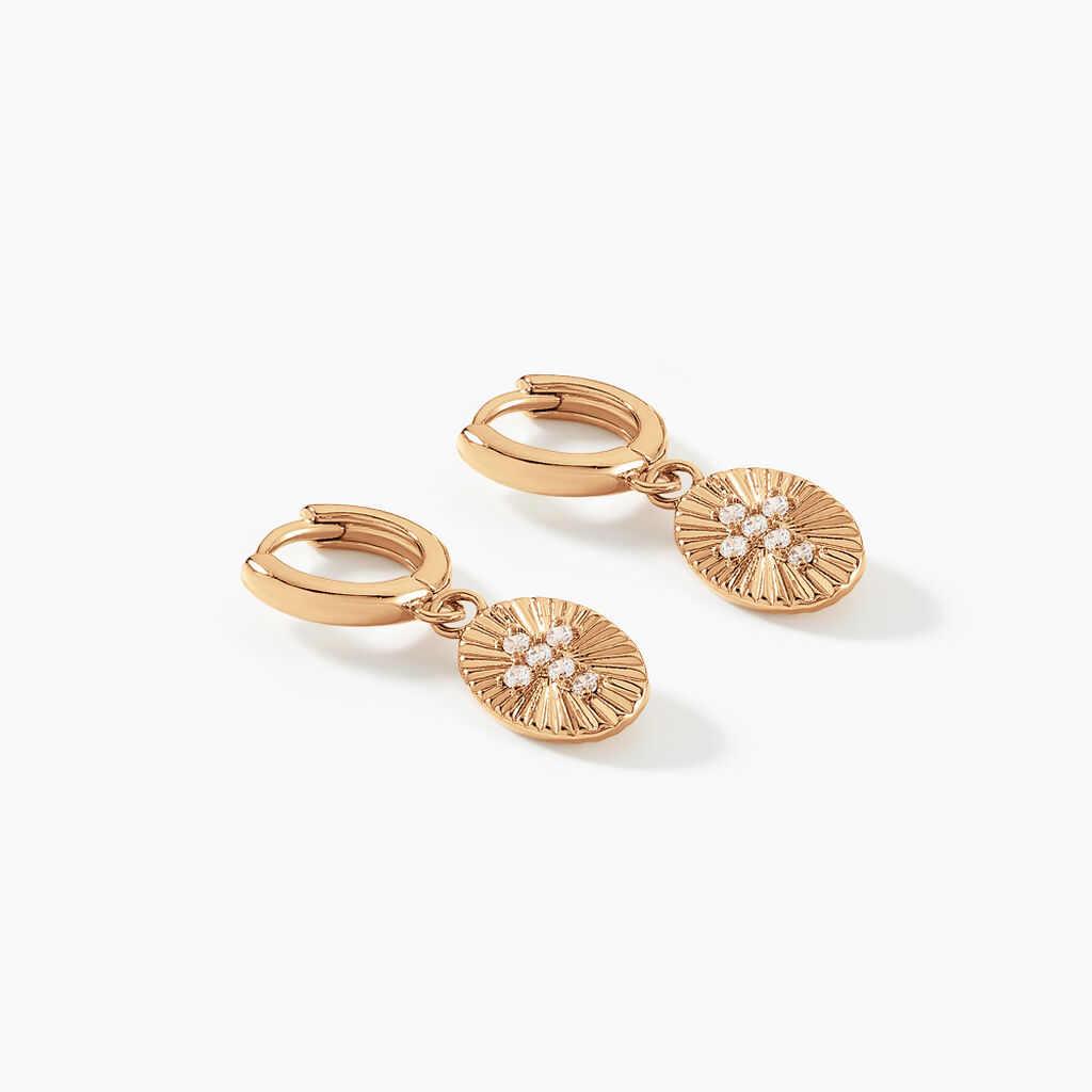 Créoles Embrasement Plaqué Or Jaune Oxyde De Zirconium - Boucles d'oreilles créoles Femme | Histoire d’Or