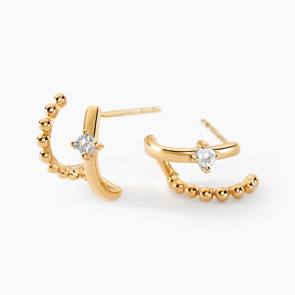 Boucles D'oreilles Pearly Effect Or Jaune Diamant - Boucles d'oreilles créoles Femme | Histoire d’Or