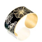 Bracelet Jonc Willem Acier Dore Smalto Noir - Bracelets joncs Femme | Histoire d&rsquo;Or