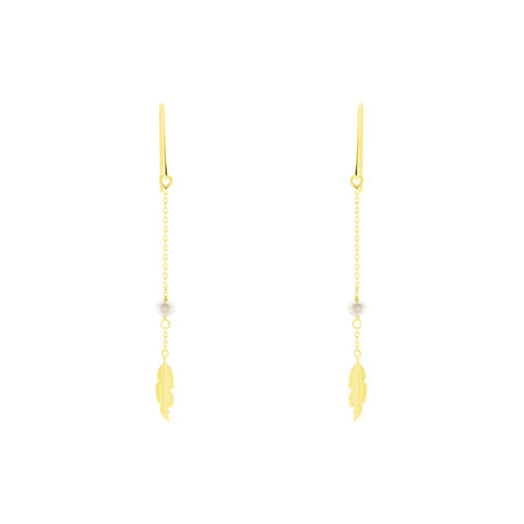 Boucles D'oreilles Pendantes Juditte Or Jaune Perle De Culture - Boucles d'oreilles pendantes Femme | Histoire d’Or