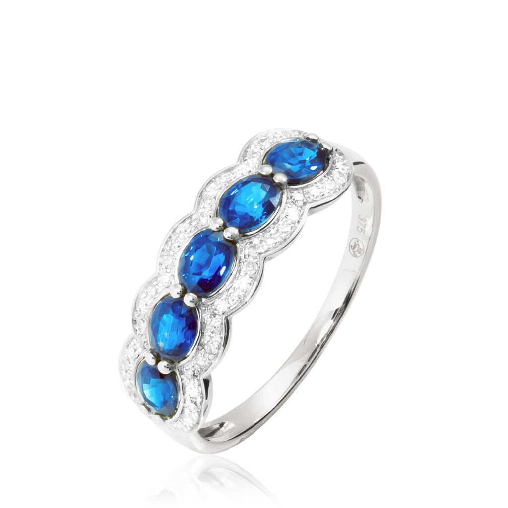 Bague Margaux Or Blanc Topaze Et Diamant - Bagues avec pierre Femme | Histoire d’Or