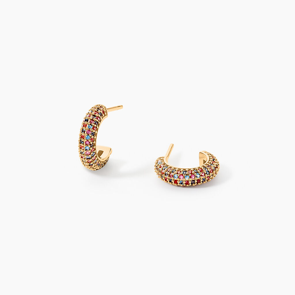 Cr&eacute;oles Plaqu&eacute; Or Jaune Julitta Topazes Oxydes De Zirconium - Boucles d'oreilles cr&eacute;oles Femme | Histoire d&rsquo;Or