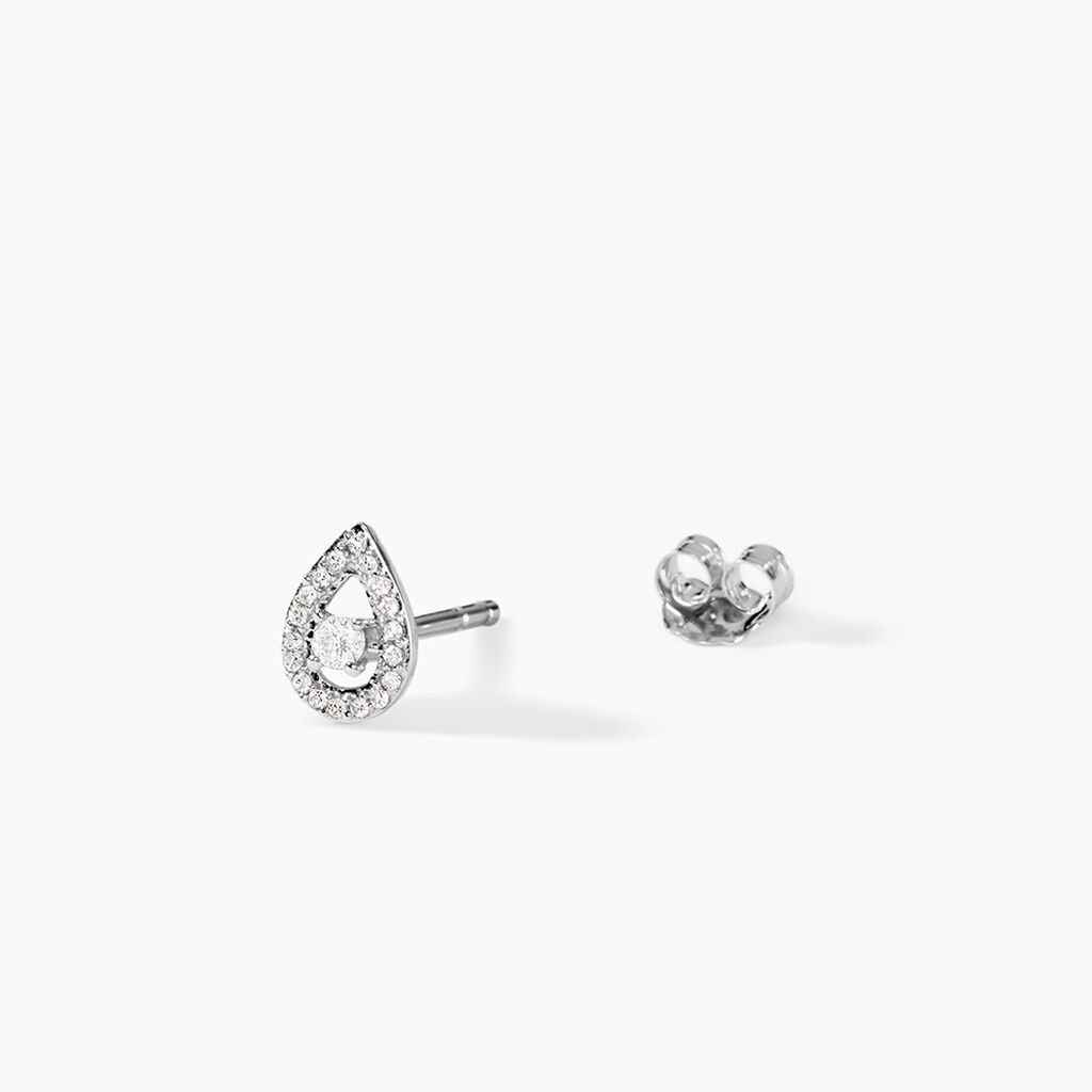 Boucles D'oreilles Puces Domitia Or Blanc Diamant - Boucles d'oreilles pierres pr&eacute;cieuses Femme | Histoire d&rsquo;Or