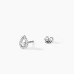 Boucles D'oreilles Puces Domitia Or Blanc Diamant - Boucles d'oreilles pierres pr&eacute;cieuses Femme | Histoire d&rsquo;Or
