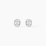Boucles D'oreilles Puces Nid D'amour Or Blanc Diamant - Clous d'oreilles Femme | Histoire d&rsquo;Or