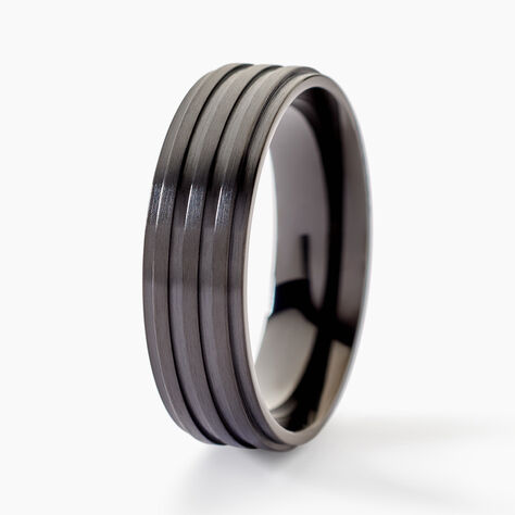 Bague Rico Acier Noir - Bagues fantaisie Homme | Histoire d’Or