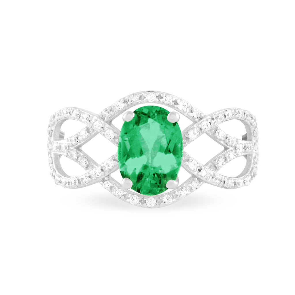 Bague Tina Or Blanc Emeraude Et Diamant - Bagues solitaires Femme | Histoire d’Or
