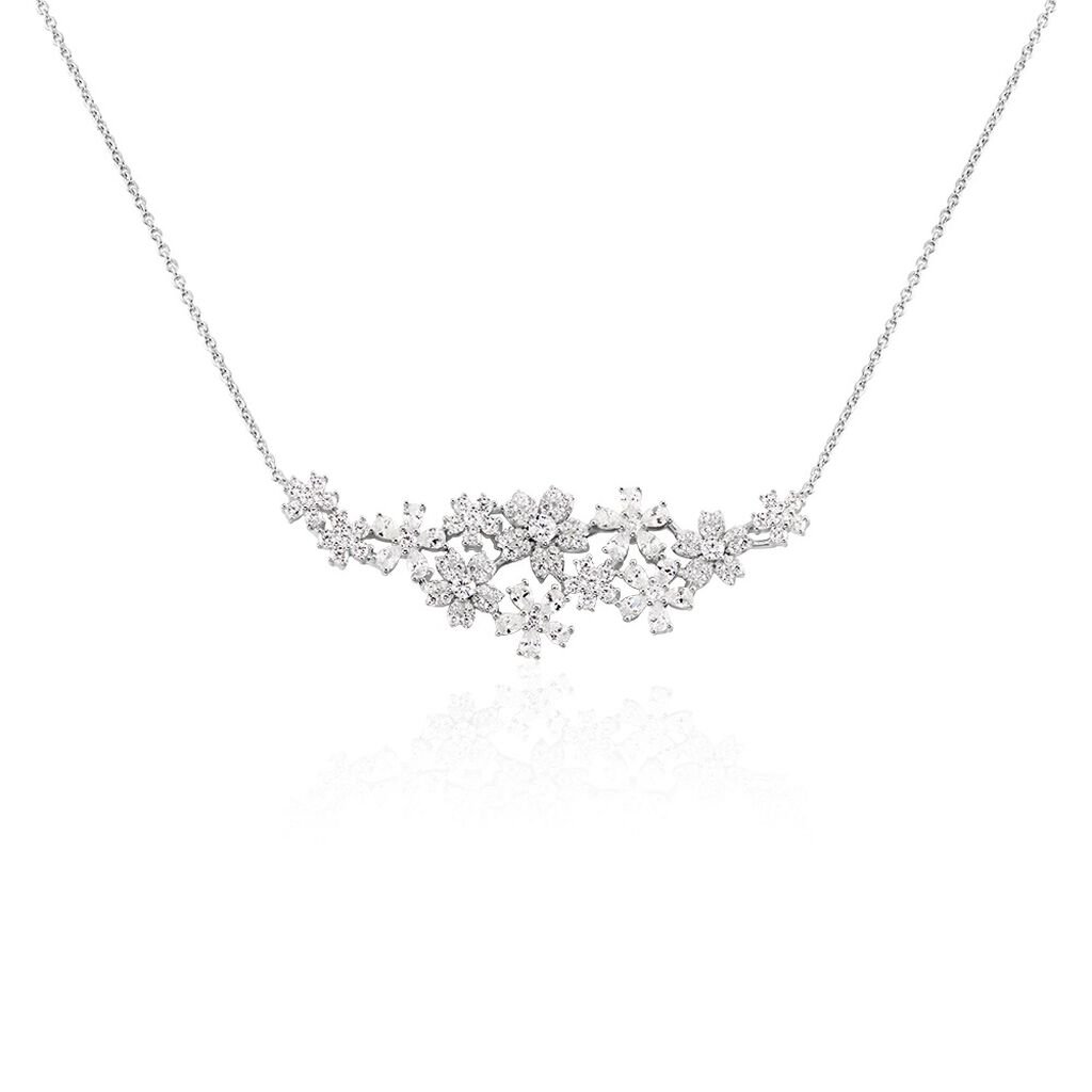 Collier Midnight Flower Argent Blanc Oxyde De Zirconium - Colliers Femme | Histoire d’Or