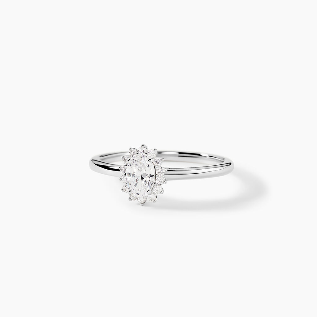 Bague Liz Argent Blanc Oxyde De Zirconium - Bagues de fian&ccedil;ailles ovale Femme | Histoire d&rsquo;Or