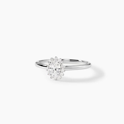 Bague Liz Argent Blanc Oxyde De Zirconium - Bagues de fian&ccedil;ailles ovale Femme | Histoire d&rsquo;Or