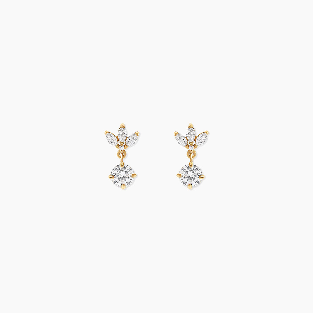 Boucles D'Oreilles Pendantes Lavra Argent Dor&eacute; A L'Or 750/1000 Oxyde De Zirconium - Boucles d'oreilles fantaisie Femme | Histoire d&rsquo;Or