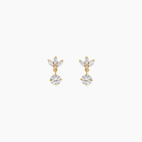 Boucles D'Oreilles Pendantes Lavra Argent Dor&eacute; A L'Or 750/1000 Oxyde De Zirconium - Boucles d'oreilles fantaisie Femme | Histoire d&rsquo;Or