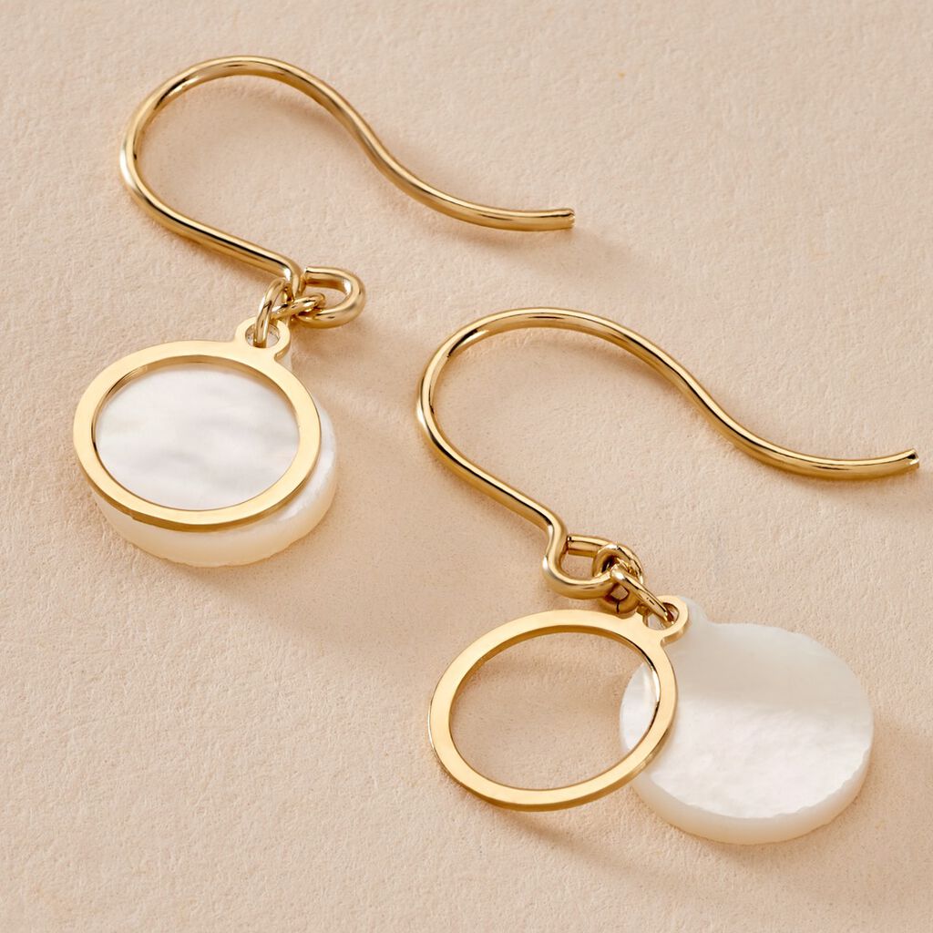 Boucles D'oreilles Pendantes Naïade Or Jaune Nacre - Boucles d'oreilles pendantes Femme | Histoire d’Or