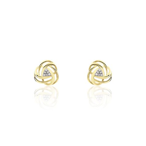 Boucles D'oreilles Puces Or Jaune Afua Diamants - Clous d'oreilles Femme | Histoire d&rsquo;Or