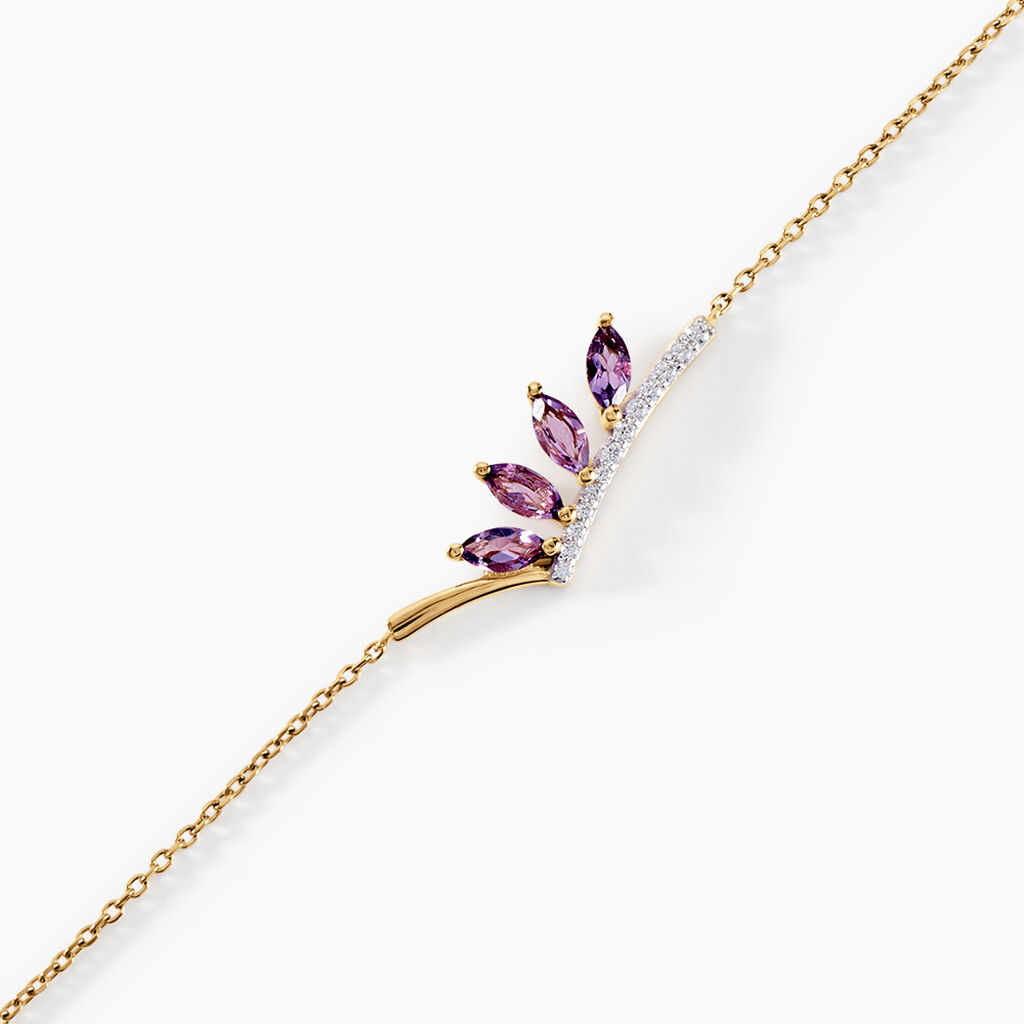Bracelet Tiara Or Jaune Améthyste Oxyde De Zirconium - Bracelets Femme | Histoire d’Or