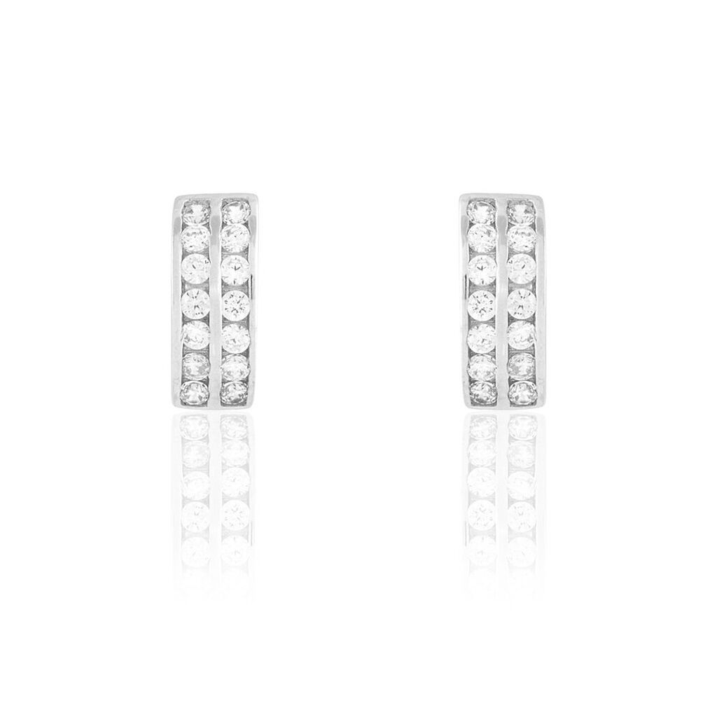 Créoles Jacobee Rondes Or Blanc Oxyde De Zirconium - Boucles d'oreilles créoles Femme | Histoire d’Or