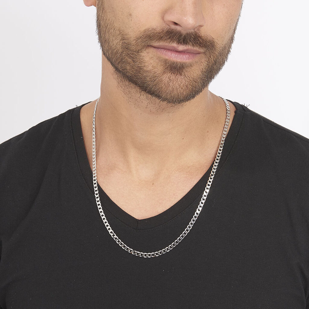 Cha&icirc;ne Casper Maille Gourmette Argent Blanc - Chaines Unisex | Histoire d&rsquo;Or