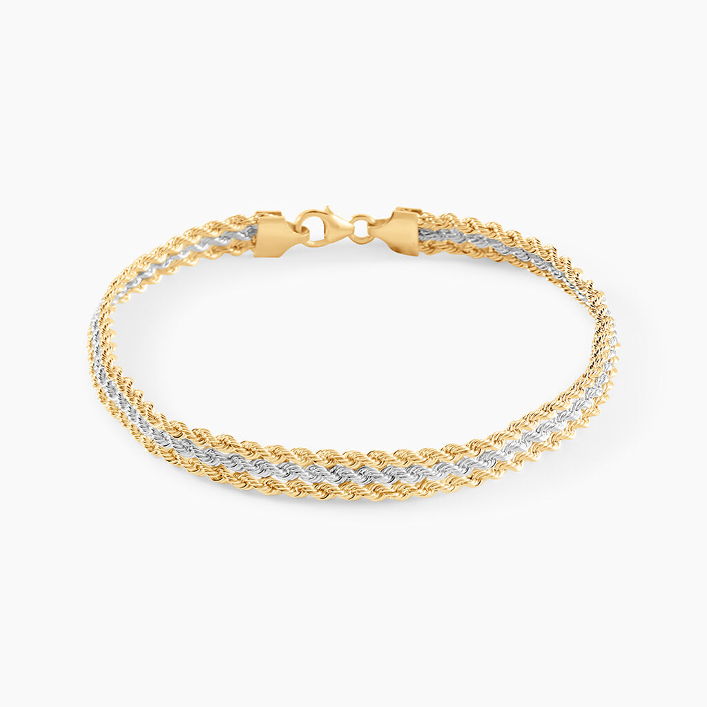 Bracelet Jerry Maille Corde 3 Rangs Or Bicolore - Bracelets chaîne Femme | Histoire d’Or