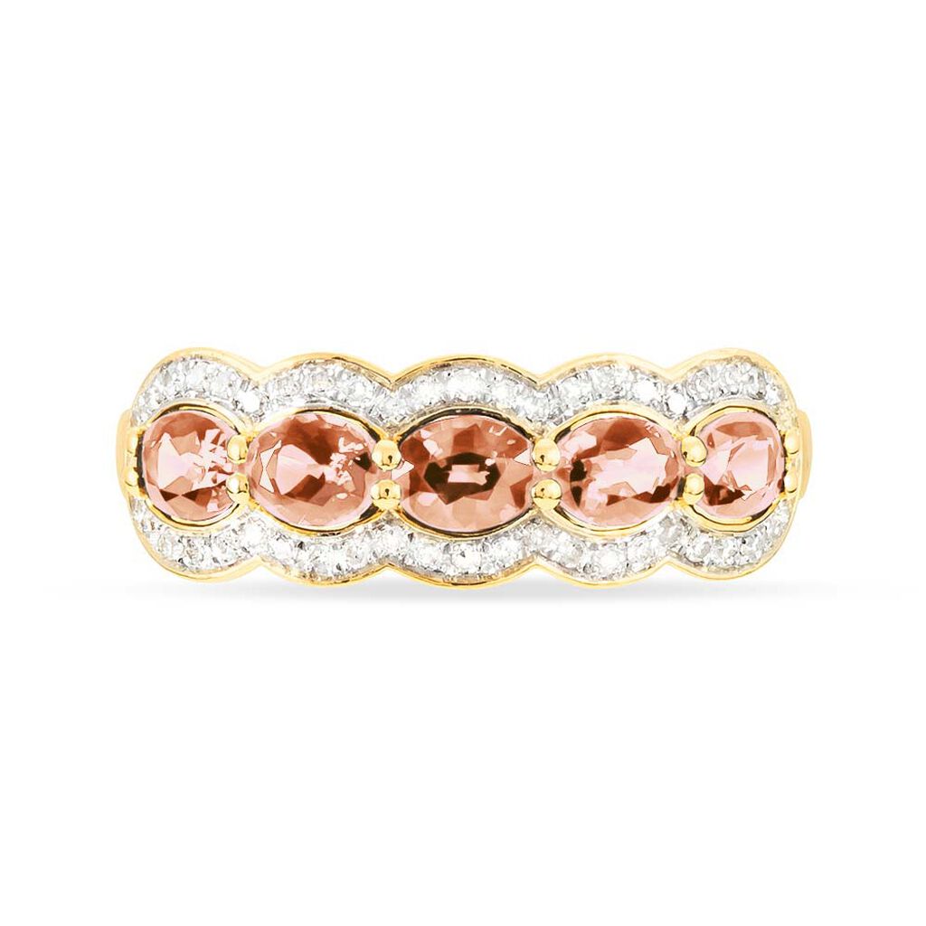 Bague Margaux Or Jaune Morganite Et Diamant - Bagues avec pierre Femme | Histoire d&rsquo;Or
