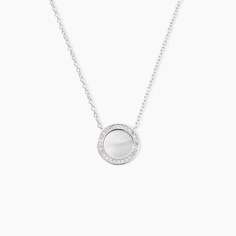 Collier Nawala Argent Blanc Oxyde De Zirconium Et Nacre - Colliers fantaisie Femme | Histoire d&rsquo;Or
