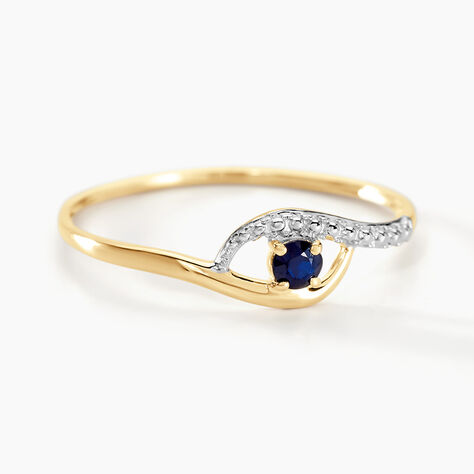 Bague Or Jaune Karmele Saphir - Bagues solitaires Femme | Histoire d’Or