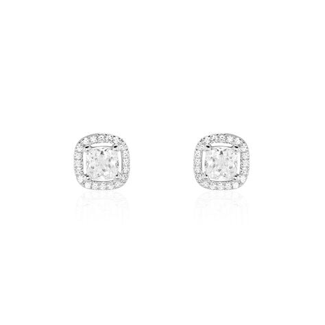 Boucles D'oreilles Puces Adrienne Or Blanc Oxyde De Zirconium - Clous d'oreilles Femme | Histoire d’Or