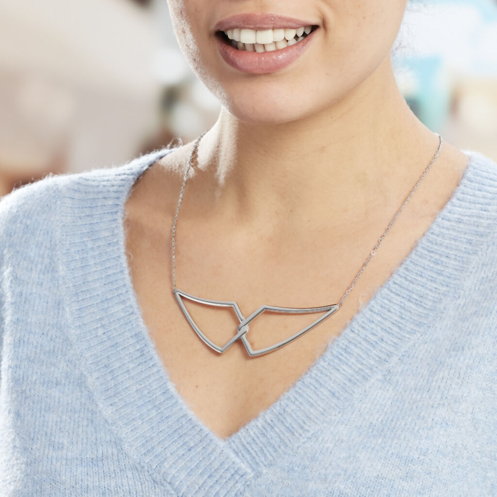 Collier Sautoir Adelind Acier Blanc - Colliers fantaisie Femme | Histoire d’Or