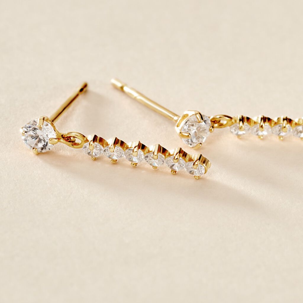 Boucles D'oreilles Pendantes Barakat Or Jaune Oxyde De Zirconium - Boucles d'oreilles pendantes Femme | Histoire d’Or