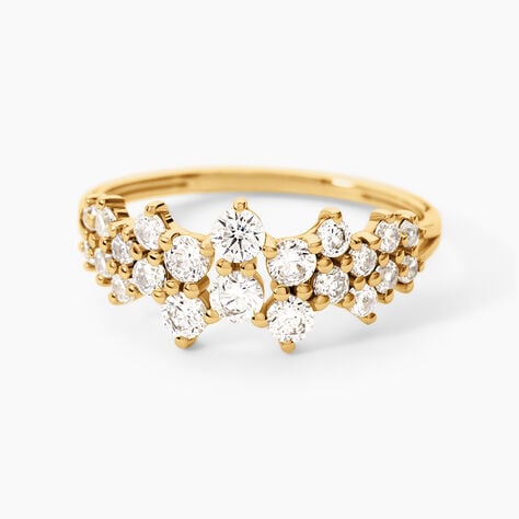 Bague Tokyo 2 Argent Dor&eacute; A L'Or 750/1000 Oxyde De Zirconium - Bagues avec pierre Femme | Histoire d&rsquo;Or