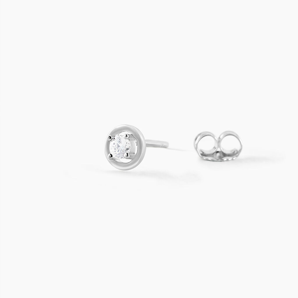 Boucles D'oreilles Puces Argent Blanc Laureto Oxydes De Zirconium - Boucles d'oreilles fantaisie Femme | Histoire d&rsquo;Or